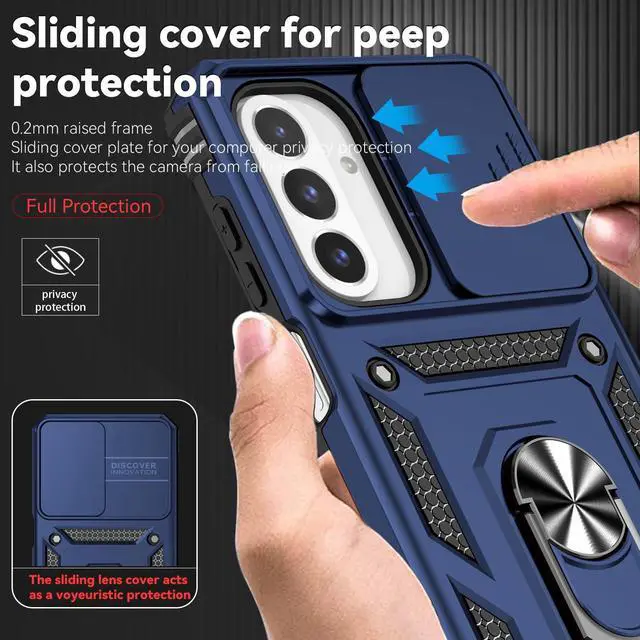 Alt view image 4 of 6 - for Galaxy A17 5G Phone Case,with HD Screen Protector & Camera Lens Cover,16 FT Military Grade Drop Protection,Magnetic Kickstand Protective Phone Case for Samsung A17 5G, Blue