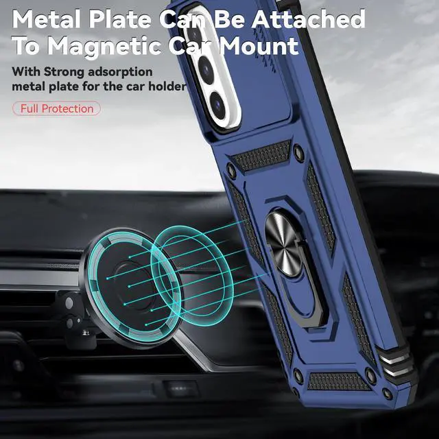 Alt view image 3 of 6 - for Galaxy A17 5G Phone Case,with HD Screen Protector & Camera Lens Cover,16 FT Military Grade Drop Protection,Magnetic Kickstand Protective Phone Case for Samsung A17 5G, Blue