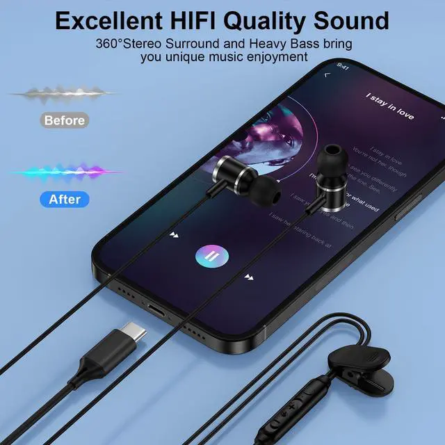 Alt view image 2 of 7 - Samsung Wired Headphones in-Ear Earbuds for Samsung Galaxy A17 5G A16 A15 S26 S25 Ultra S24 S23 S22 S21 Z Flip 7 Z Fold 7 USB C Earphones with Mic,Built-in Remote to Control Music, Phone Calls, Volume