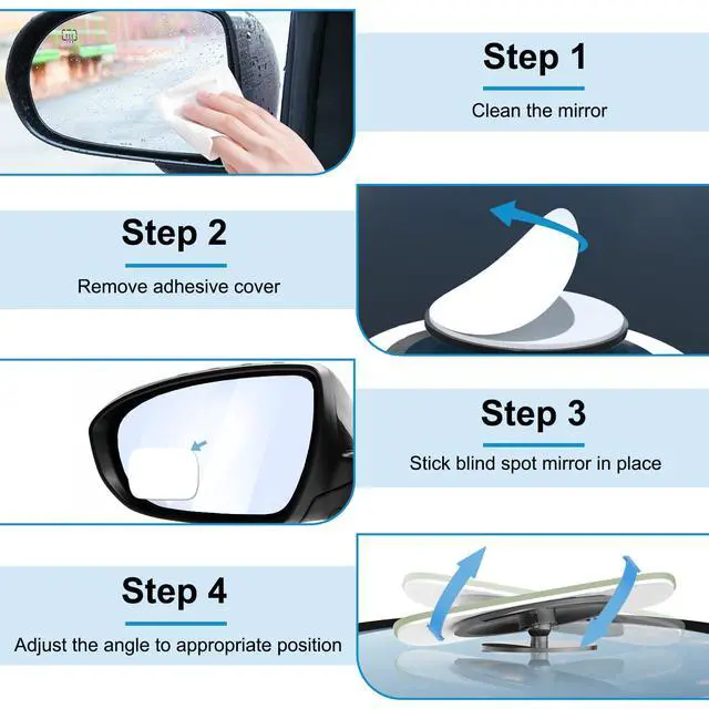 Alt view image 6 of 7 - Blind Spot Mirrors 2 Pack, Frameless Side Mirror Blindspot Convex HD Glass Car Accessories, Side View Mirror Blindspot with Wide Angle Adjustable Stick for Car SUV and Trucks