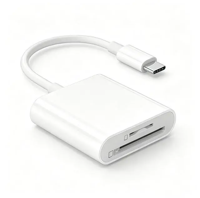 Main image of USB C SD Card Reader, Type C SD Card Reader, Supports SD and Micro SD Memory Card Adapters for iPhone 15 16 17/iPad/MacBook/Mac, Trail Camera Viewer Plug and Play -2 Slots