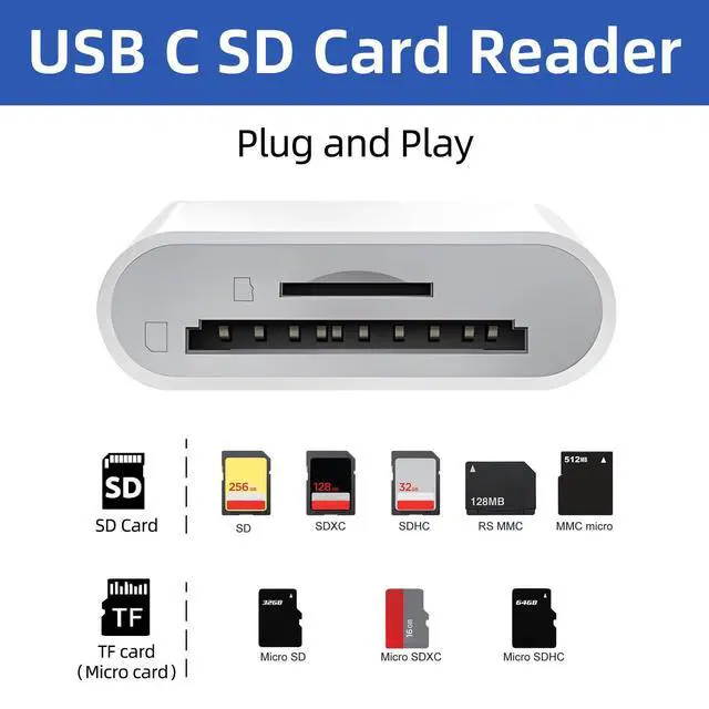 Alt view image 2 of 4 - USB C SD Card Reader, Type C SD Card Reader, Supports SD and Micro SD Memory Card Adapters for iPhone 15 16 17/iPad/MacBook/Mac, Trail Camera Viewer Plug and Play -2 Slots