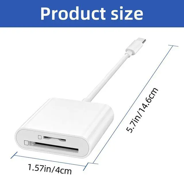 Alt view image 4 of 4 - USB C SD Card Reader, Type C SD Card Reader, Supports SD and Micro SD Memory Card Adapters for iPhone 15 16 17/iPad/MacBook/Mac, Trail Camera Viewer Plug and Play -2 Slots