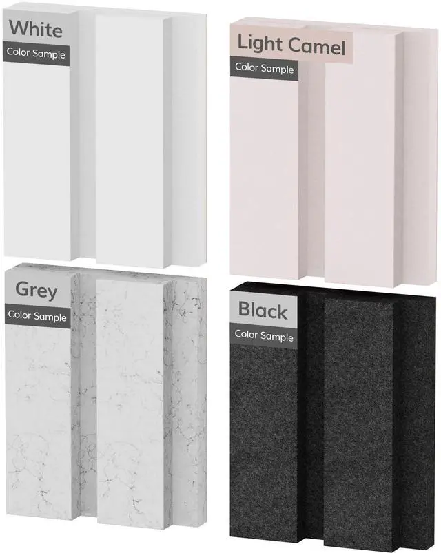 Main image of Bilayer Acoustic Panels Color Samples Pack, 4-Pack, 3.86''x3.15''x0.72'' Adhesive Wall Panel, Soundproof Tiles for Echo Absorption, Acoustical Barrier of Polyester Fiber, 4 Colors