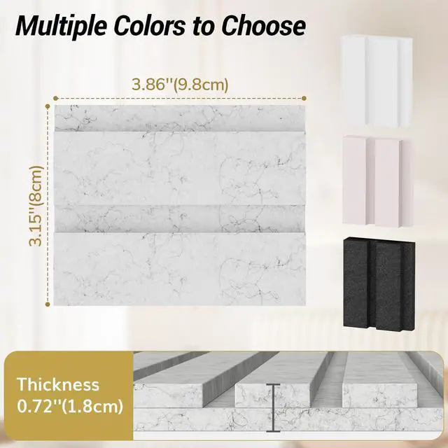 Alt view image 2 of 7 - Bilayer Acoustic Panels Color Samples Pack, 4-Pack, 3.86''x3.15''x0.72'' Adhesive Wall Panel, Soundproof Tiles for Echo Absorption, Acoustical Barrier of Polyester Fiber, 4 Colors
