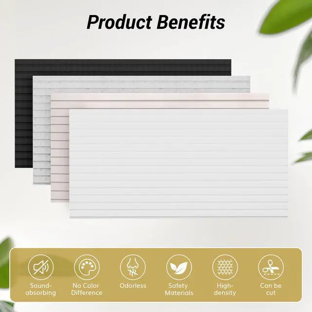 Alt view image 7 of 7 - Bilayer Acoustic Panels Color Samples Pack, 4-Pack, 3.86''x3.15''x0.72'' Adhesive Wall Panel, Soundproof Tiles for Echo Absorption, Acoustical Barrier of Polyester Fiber, 4 Colors