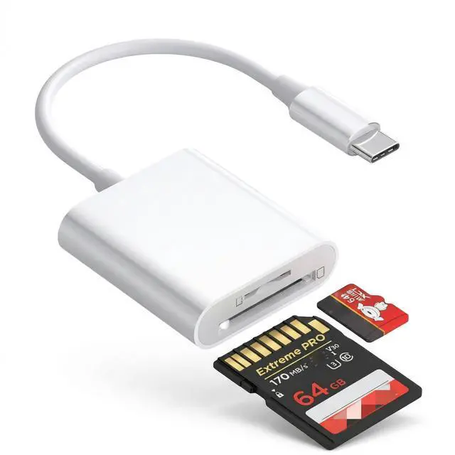 Main image of USB-C SD Card Reader, Type C SD Card Reader, Supports SD and MicroSD Memory Card Adapters for iPhone 17 16/15/iPad/MacBook/Mac, High-Speed Trail Camera Viewer Plug & Play -2 Slots