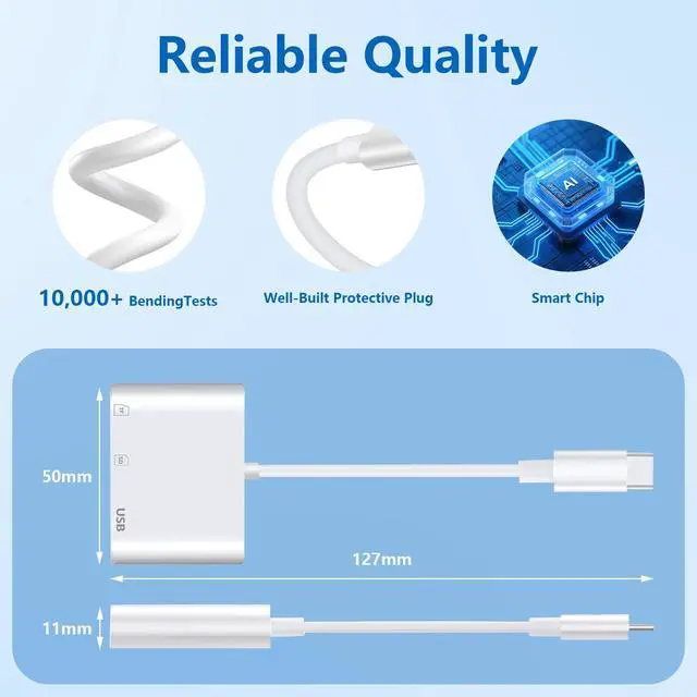 Alt view image 3 of 7 - USB C SD Card Reader for iPhone 17e/17 Pro/17Pro Max/17/16/15, 3 in 1 Type C Digital Camera Micro SD Memory Card for Samsung, MacBook, iPad Pro, Chromebook, Camera, USB Type C Devices
