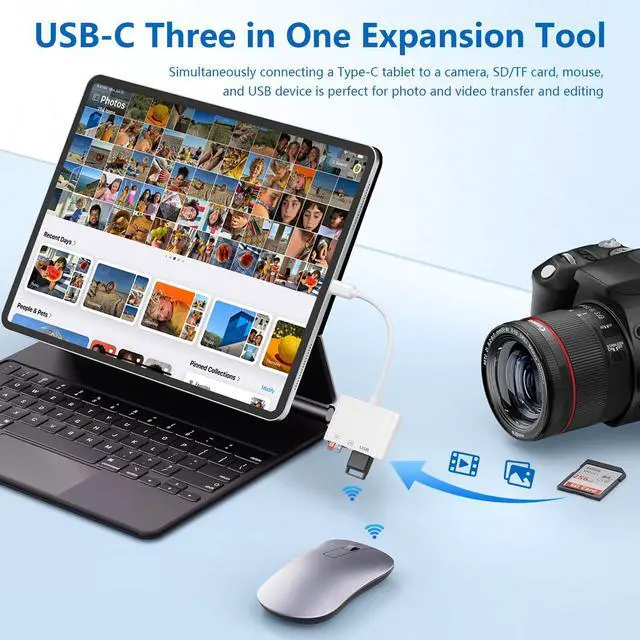 Alt view image 7 of 7 - USB C SD Card Reader for iPhone 17e/17 Pro/17Pro Max/17/16/15, 3 in 1 Type C Digital Camera Micro SD Memory Card for Samsung, MacBook, iPad Pro, Chromebook, Camera, USB Type C Devices