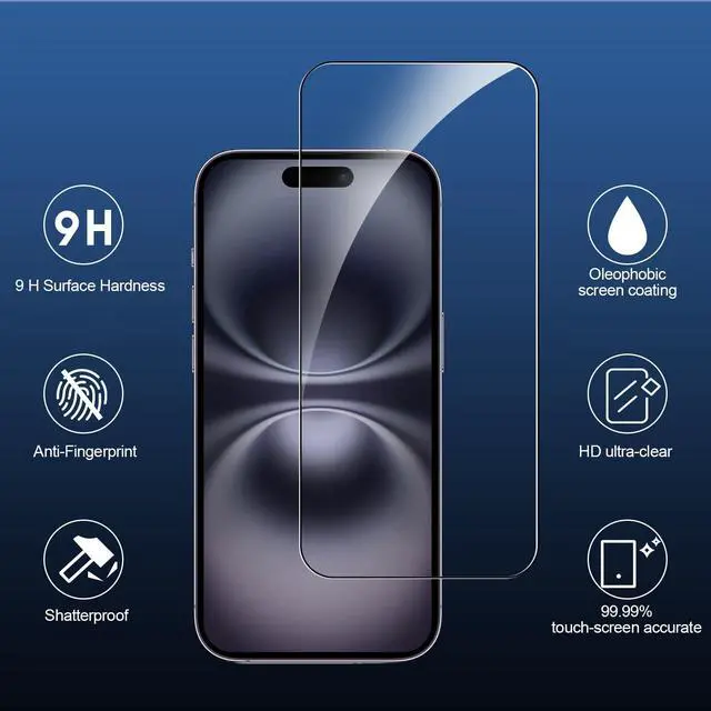 Alt view image 3 of 7 - 3 Pack Screen Protector for iPhone 16 with 3 Pack Camera Lens Tempered Glass Protector, 6.1 Inch HD Clear Tempered Glass Film 9H Hardness Full Coverage, Scratch Resistent, No Air Bubbles
