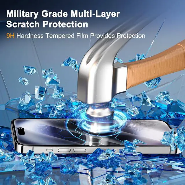 Alt view image 6 of 7 - 3 Pack Screen Protector for iPhone 16 with 3 Pack Camera Lens Tempered Glass Protector, 6.1 Inch HD Clear Tempered Glass Film 9H Hardness Full Coverage, Scratch Resistent, No Air Bubbles