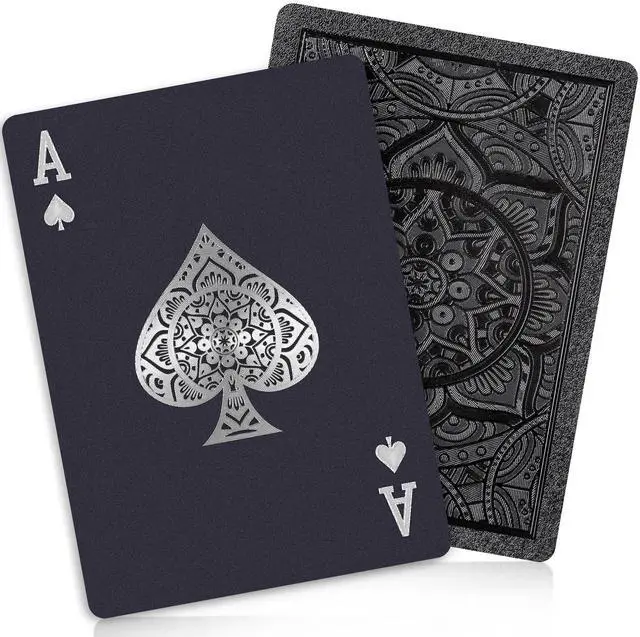 Main image of Playing Cards, Plastic Playing Cards, Deck of Cards, Waterproof Poker Cards, Black Standard Playing Card for Adults, Cool Premium Poker Card Set for Gift Camping Beach Pool Party Table Games (1 Pack)