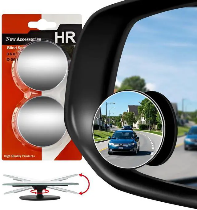 Main image of Blind Spot Mirror for Car (2 Pack) - HD Frameless Wide-Angle Convex Mirror for Side View Mirrors Blindspot - 2 Inch Round Self Adhesive Angle Adjustable Blind Spot Mirrors for Car, SUV, Trucks