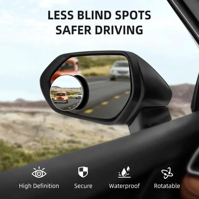 Alt view image 2 of 7 - Blind Spot Mirror for Car (2 Pack) - HD Frameless Wide-Angle Convex Mirror for Side View Mirrors Blindspot - 2 Inch Round Self Adhesive Angle Adjustable Blind Spot Mirrors for Car, SUV, Trucks