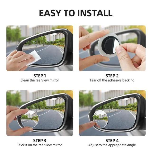 Alt view image 7 of 7 - Blind Spot Mirror for Car (2 Pack) - HD Frameless Wide-Angle Convex Mirror for Side View Mirrors Blindspot - 2 Inch Round Self Adhesive Angle Adjustable Blind Spot Mirrors for Car, SUV, Trucks