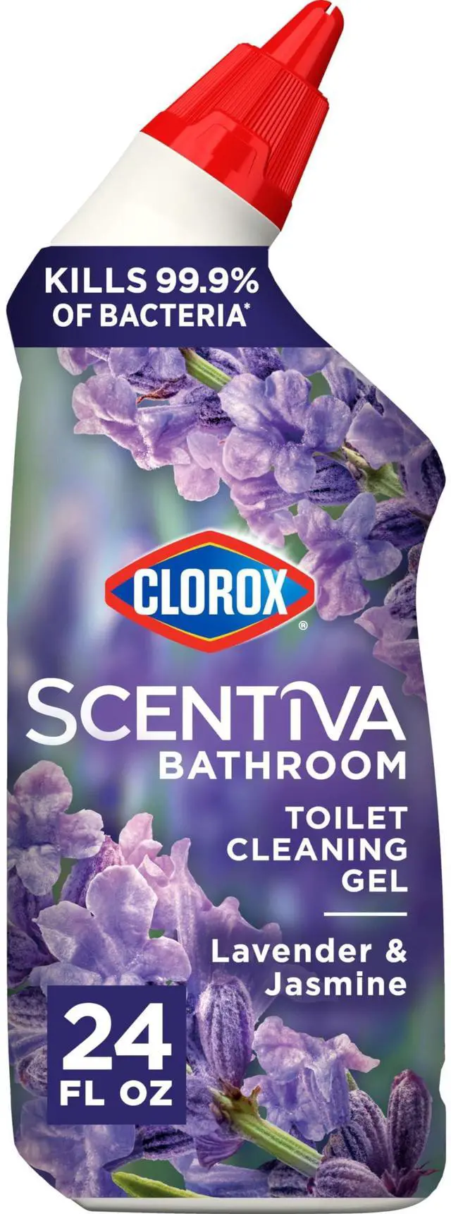 Main image of Scentiva Toilet Cleaning Gel, Lavender and Jasmine, Bleach-Free, Kills 99.9% of Bacteria, 24 oz, Pack of 6