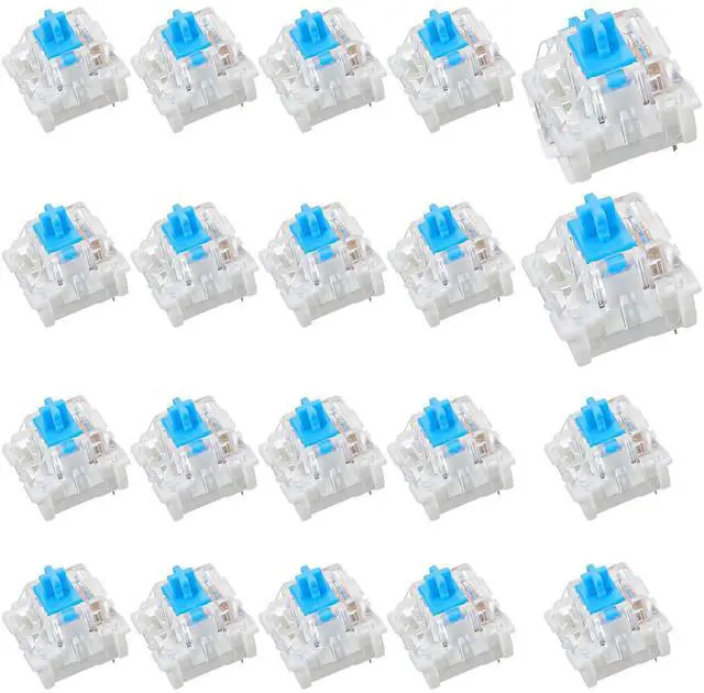 Main image of 20 Pcs Blue Mechanical Keyboard Switches, 3 Pin Switch Replacement Clicky Key Switches, Dustproof Keyboards Accessories for Mechanical Gaming Keyboard