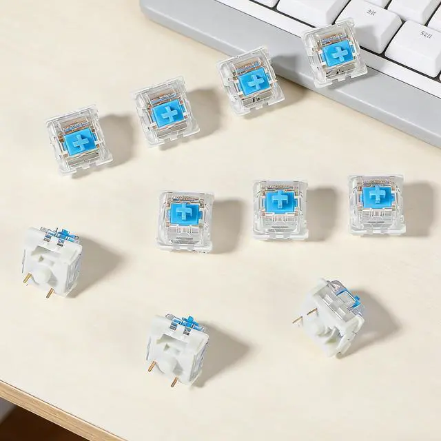 Alt view image 6 of 7 - 20 Pcs Blue Mechanical Keyboard Switches, 3 Pin Switch Replacement Clicky Key Switches, Dustproof Keyboards Accessories for Mechanical Gaming Keyboard