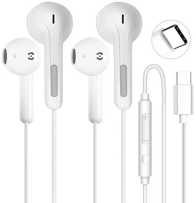 Main image of 2 Pack USB C Headphones for iPhone 16 15 Pro Max Plus iPad Pro USB C Wired Earbuds with Mic Volume Control Type C Earphones Wired Noise Cancelling USBC Headphones for Samsung Galaxy S24 S23 Pixel 9 8