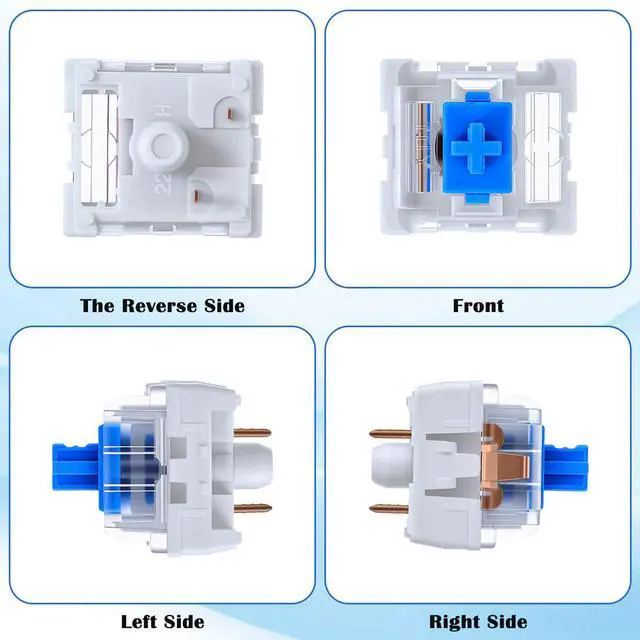 Alt view image 3 of 7 - 35Pcs Blue Switch Replacement with 1 Clip, 3 PIN Mechanical Keyboard Switch, Clicky with Strong Tactile Feedback, Accurate Typing, Dustproof, Office and Gaming LED Keyboard Universal Replacement Parts
