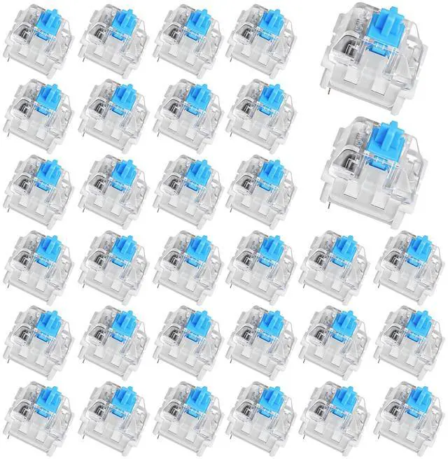 Main image of 30Pcs Blue Switch Replacement, 3 PIN Mechanical Keyboard Switches, Clicky with Strong Tactile Feedback, Accurate Typing, Dustproof, Office and Gaming LED Keyboard Universal Replacement Parts