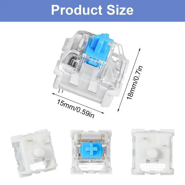 Alt view image 3 of 7 - 30Pcs Blue Switch Replacement, 3 PIN Mechanical Keyboard Switches, Clicky with Strong Tactile Feedback, Accurate Typing, Dustproof, Office and Gaming LED Keyboard Universal Replacement Parts