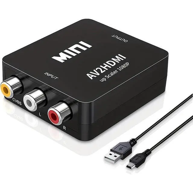 Main image of RCA to HDMI Converter,AV to HDMI Adapter,1080P Mini RCA Composite CVBS Video Audio Converter Adapter for PAL/NTSC for Wii / PS2/ PS3/TV/PC/STB/Xbox VHS/VCR/Blue-Ray DVD Players
