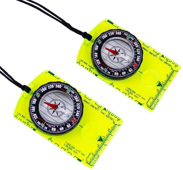 Main image of 2 Pieces Orienteering Compass, Superior Hiking Survival Compass for Kids, Hiking Backpacking Compass Scouts Navigation Compass Waterproof Map Reading Compass for Outdoor Camping, Green