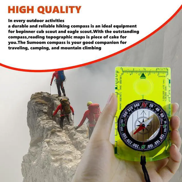 Alt view image 5 of 7 - 2 Pieces Orienteering Compass, Superior Hiking Survival Compass for Kids, Hiking Backpacking Compass Scouts Navigation Compass Waterproof Map Reading Compass for Outdoor Camping, Green