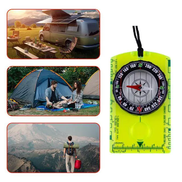 Alt view image 4 of 7 - 2 Pieces Orienteering Compass, Superior Hiking Survival Compass for Kids, Hiking Backpacking Compass Scouts Navigation Compass Waterproof Map Reading Compass for Outdoor Camping, Green