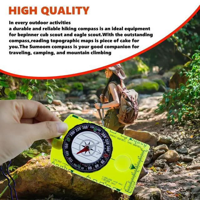 Alt view image 7 of 7 - 2 Pieces Orienteering Compass, Superior Hiking Survival Compass for Kids, Hiking Backpacking Compass Scouts Navigation Compass Waterproof Map Reading Compass for Outdoor Camping, Green