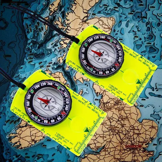 Alt view image 6 of 7 - 2 Pieces Orienteering Compass, Superior Hiking Survival Compass for Kids, Hiking Backpacking Compass Scouts Navigation Compass Waterproof Map Reading Compass for Outdoor Camping, Green