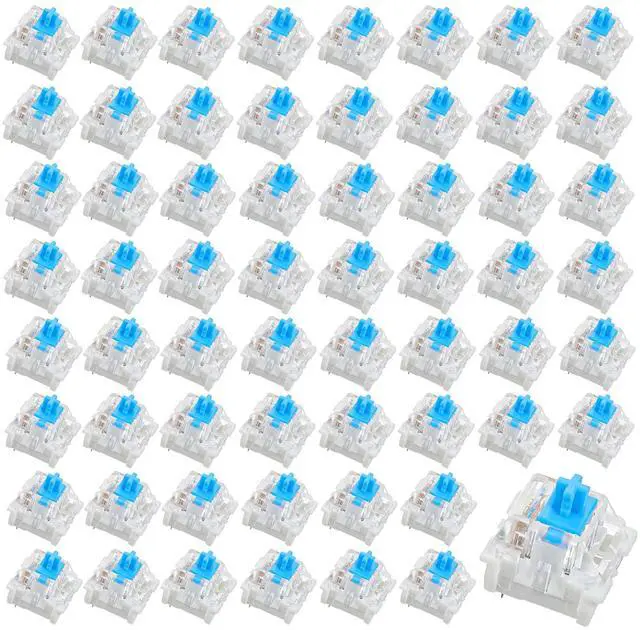 Main image of 60 Pcs Mechanical Keyboard Switches 3 Pin Blue Keyboard Clicker Replacement Clicky Switches Dustproof Clicker Pre-Lubricated Keyboards Accessories for Mechanical Gaming Keyboards, Blue