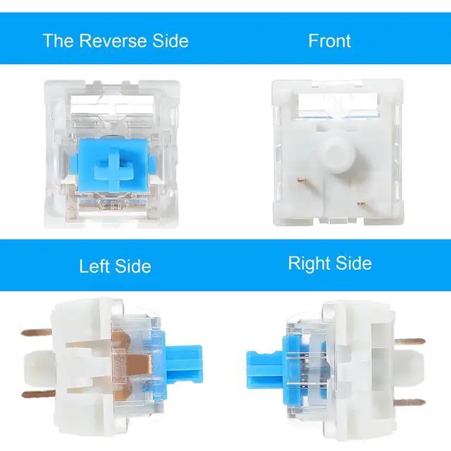 Alt view image 3 of 7 - 60 Pcs Mechanical Keyboard Switches 3 Pin Blue Keyboard Clicker Replacement Clicky Switches Dustproof Clicker Pre-Lubricated Keyboards Accessories for Mechanical Gaming Keyboards, Blue