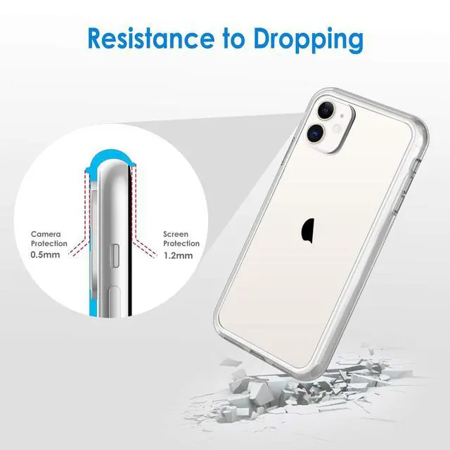 Alt view image 6 of 6 - Case for iPhone 11 6.1-Inch, Non-Yellowing Shockproof Phone Bumper Cover, Anti-Scratch Clear Back (Clear)