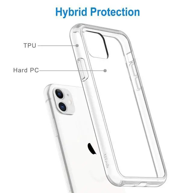 Alt view image 3 of 6 - Case for iPhone 11 6.1-Inch, Non-Yellowing Shockproof Phone Bumper Cover, Anti-Scratch Clear Back (Clear)