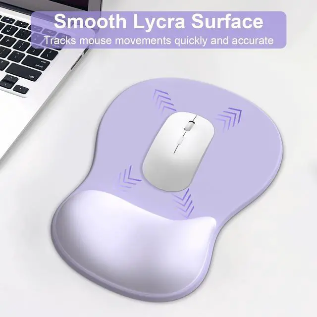 Alt view image 4 of 6 - Ergonomic Mouse Pad with Wrist Rest, Gel Mousepad with Wrist Support, Pain Relief, Purple Mouse Wrist Rest with Non-Slip PU Base, Computer Mouse Pad for Laptop, Desk, Gaming, Office, Home