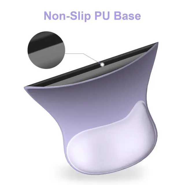 Alt view image 3 of 6 - Ergonomic Mouse Pad with Wrist Rest, Gel Mousepad with Wrist Support, Pain Relief, Purple Mouse Wrist Rest with Non-Slip PU Base, Computer Mouse Pad for Laptop, Desk, Gaming, Office, Home