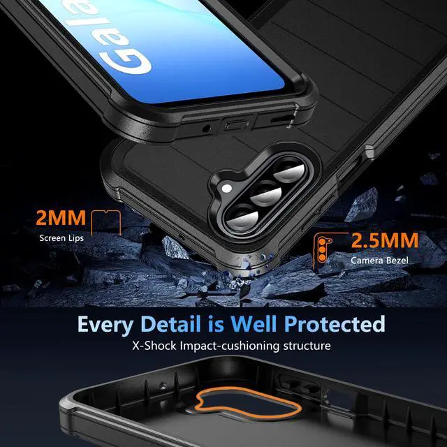 Alt view image 6 of 7 - for Samsung Galaxy A17 5G Phone Case with Screen Protector, Heavy Duty Military Shockproof Full Body Durable TPU Protective Cover Case for Samsung A17 5G (Black)
