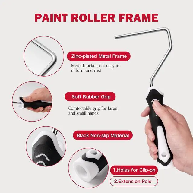 Alt view image 6 of 7 - Mini Paint Roller Kit-13 Piece, 4-Inch Microfiber Paint Rollers with Ergonomic Handle, Small Roller Paint Brush, Paint Tray with 3 Liners, Perfect for House Painting, Trim, and Touch-Ups