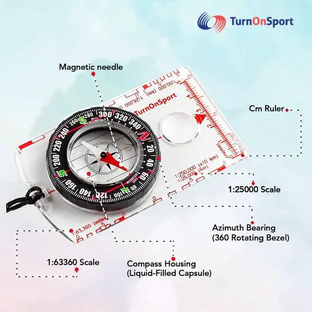 Alt view image 2 of 7 - Orienteering Compass Hiking Backpacking Compass | Advanced Scout Compass Camping Navigation - Boy Scout Compass for Kids | Professional Field Compass for Map Reading - Best TurnOnSport Survival Gifts