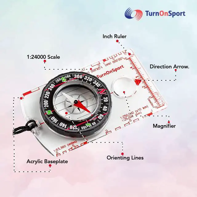 Alt view image 3 of 7 - Orienteering Compass Hiking Backpacking Compass | Advanced Scout Compass Camping Navigation - Boy Scout Compass for Kids | Professional Field Compass for Map Reading - Best TurnOnSport Survival Gifts