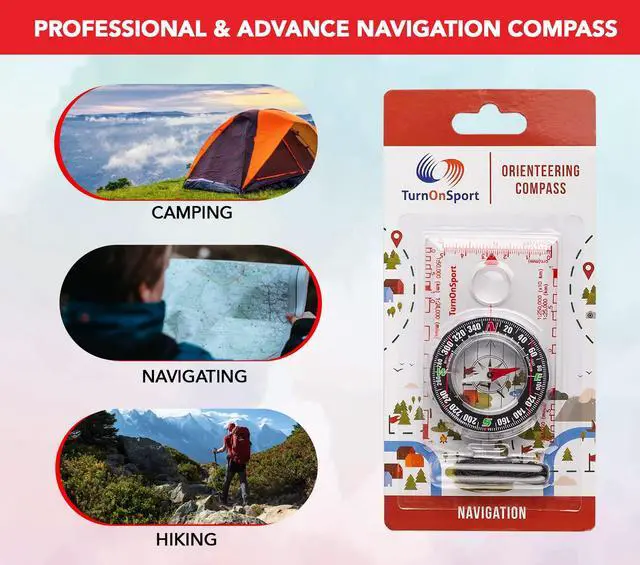 Alt view image 6 of 7 - Orienteering Compass Hiking Backpacking Compass | Advanced Scout Compass Camping Navigation - Boy Scout Compass for Kids | Professional Field Compass for Map Reading - Best TurnOnSport Survival Gifts
