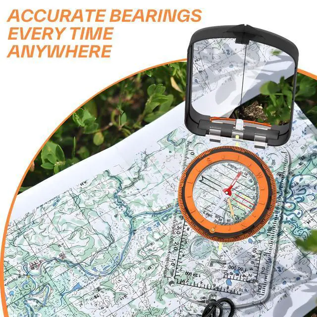 Alt view image 2 of 7 - Hiking Compass with Mirror, Backpacking Survival Navigation Tool with Global Needle, Waterproof Durable Orienteering Gear for Camping, Scouts, Kids and Outdoor Adventures