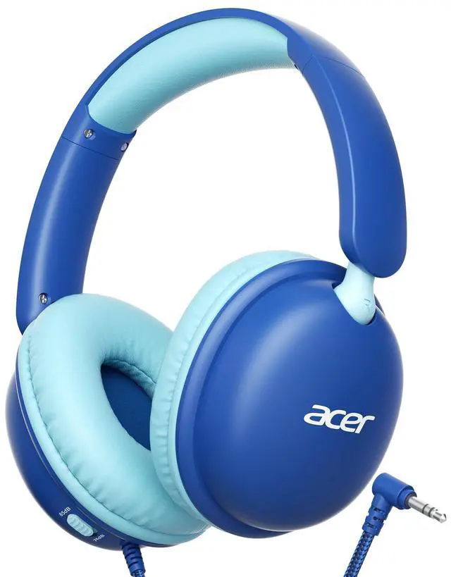 Main image of Kids Headphones with Cord for School74/85dB Volume Limit, Over Ear Headphones for Kids Toddler Girls Boys, Foldable 3.5mm Jack Wired Headphone for Tablet/Computer/Travel/Chromebook, Blue Cyan