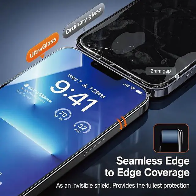 Alt view image 3 of 7 - 3 Pack Screen Protector for iPhone 16, Tempered Glass with 2 Pack Camera Lens Protector & Phone Case, Easy Install Frame, 9H Hardness, Bubble Free, HD Clear, Full Coverage
