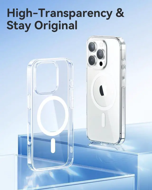 Alt view image 4 of 7 - for iPhone 16 Pro Case,Compatible with MagSafe,Shockproof Military-Grade Protection Cover, Slim Anti-Yellowing and Anti-Scratch Megnetic Phone Case for iPhone 16 Pro (6.3 inch), Clear