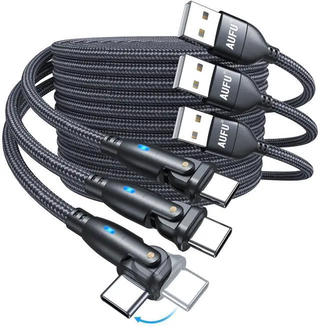Main image of USB C Cable 6ft(3Pack-6.6ft/6.6ft/6.6ft), 180° Rotation USB to USB C Cable/3A USB-C Fast Charger Cable/USB A to USB-C Cable/Type C Charging Cable/USB Charging Cord for Type C Device