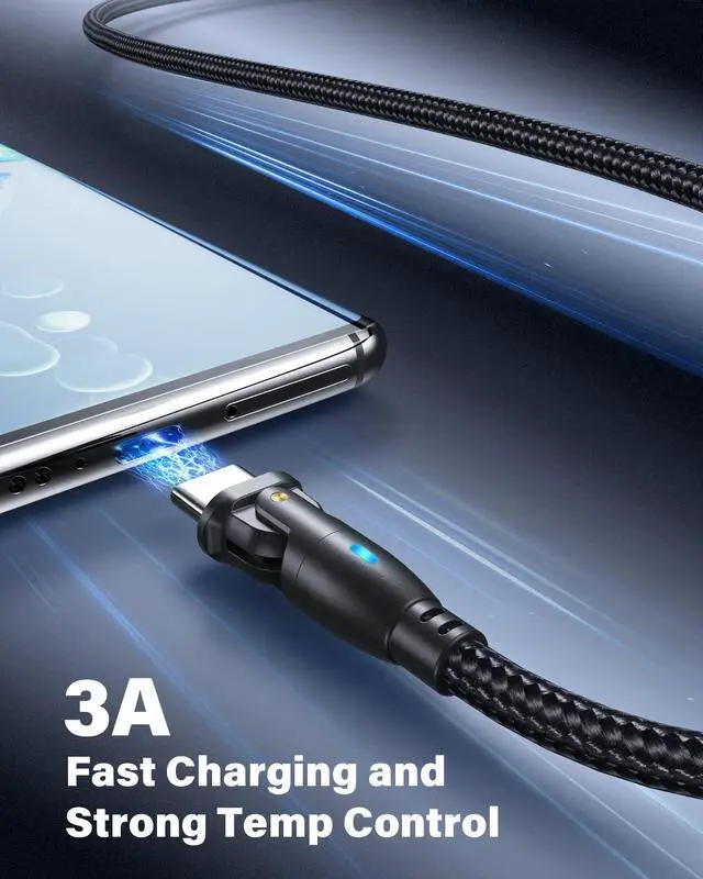 Alt view image 2 of 7 - USB C Cable 6ft(3Pack-6.6ft/6.6ft/6.6ft), 180° Rotation USB to USB C Cable/3A USB-C Fast Charger Cable/USB A to USB-C Cable/Type C Charging Cable/USB Charging Cord for Type C Device