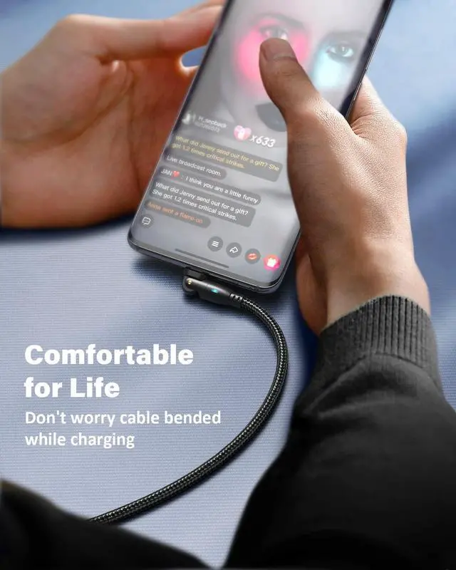 Alt view image 5 of 7 - USB C Cable 6ft(3Pack-6.6ft/6.6ft/6.6ft), 180° Rotation USB to USB C Cable/3A USB-C Fast Charger Cable/USB A to USB-C Cable/Type C Charging Cable/USB Charging Cord for Type C Device